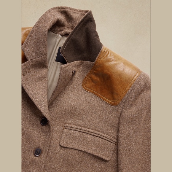 NWT Banana Republic Riding Jacket with Leather Patches, Size 14 Tall - Picture 10 of 11